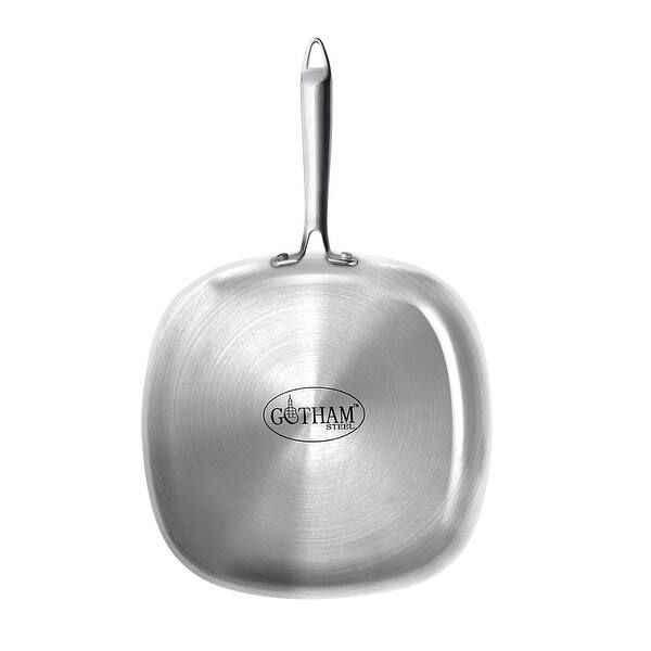 Gotham Steel 9.5" Stainless Steel Square Nonstick Fry Pan with Stay